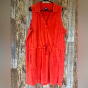 LANDS END Coral Terry Cloth Shift Dress. Sz 1X.